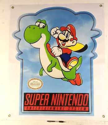 Super Mario SNES Nintendo 90's Vintage Style Display Dealer Promo Banner Yoshi • $69