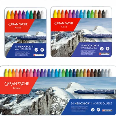 Caran D'Ache Neocolour II Watersoluble Crayons Set Assorted 10 15 30 • £19.99