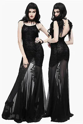 Eva Lady Women Gothic Mermaid Gown Punk Sleeveless Big Swing Sling Dinner Dress • $111.16