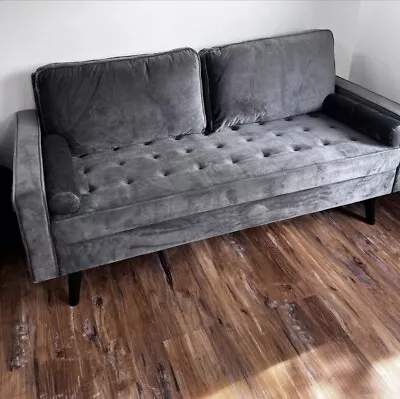 Brand New Gray Couch Velvet Sofa Mid Century Modern Vintage Style Loveseat • $499