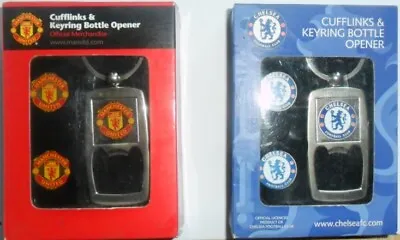  Cufflinks & Keyring Bottle Opener Set: Official  Chelsea Or  Manchester United  • £6.99
