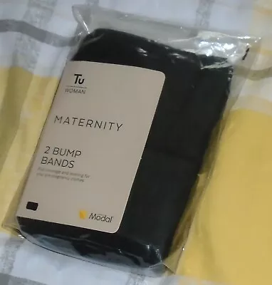 £9.99 • Buy New Pack Of 2 TU Black Maternity Bump Bands Available In 6 Sizes -- You Choose