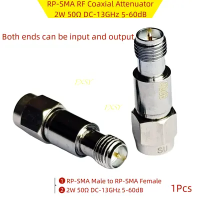 RP SMA RF Coaxial Attenuator DC-13GHz 2W 50Ω 5-60dB 5/6/10/15/20/30/40/50/60dB • $21.81