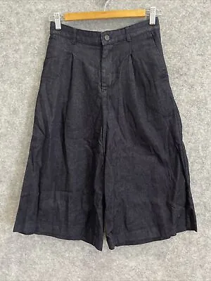 $25 • Buy Uniqlo Women's Designer Boho Cotton Lien High Culotte Denim Shorts M/10-12 (755)
