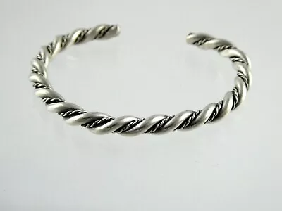 Vintage Unmarked Sterling Silver Twisted Rope Cuff Bracelet 18.2 Grams 6 Inches • $44