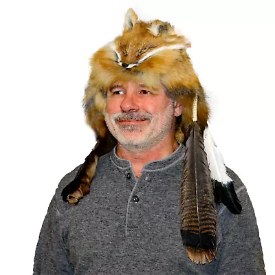 Glacier Wear Red Fox Fur Mountain Man Hat Feathers And Rosette Hts1676 • $214.95
