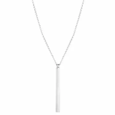 24  Polished Silver Vertical Long Bar Necklace Sterling Silver 925 5.5gr • $82.49