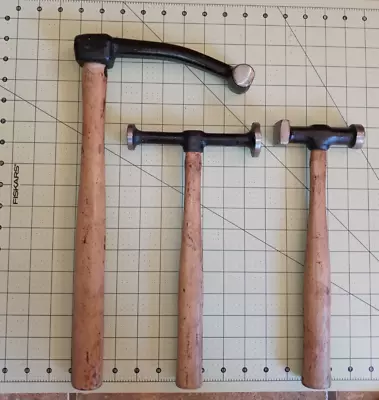 Vintage Auto Body Hammers Fender Bumper Bonney Dinging Hammer Set Of 3 • $100