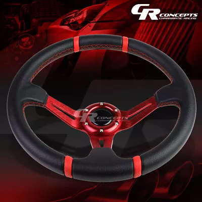 3.5  Deep Dish Red Spoke/stripe Racing Steering Wheel Fit 70mm 6-bolt Adapter • $37.49