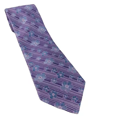 Nicole Miller New York Men’s Tie Light Purple With Blue Flowers 3.5  W 57  L • $11.24