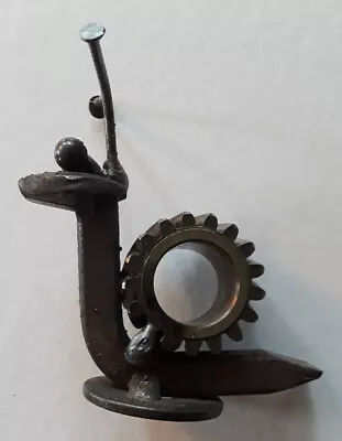 Handmade Metal Snail Recycled Art Railroad Spike Nails Industrial Rare Gift Cute • $15