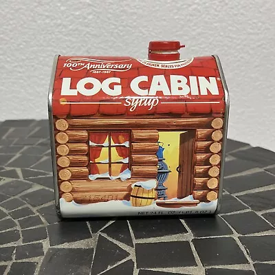 Vintage 1987 Red Log Cabin Maple Syrup Tin Can 100th Anniversary General Foods • $15.98