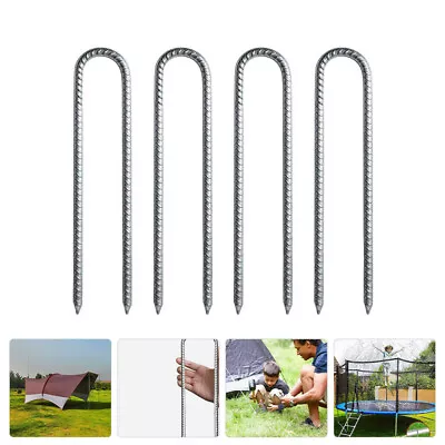  4 Pcs Tent Supply U-shaped Trampoline Stakes Windproof Pile Ground Anchor • £36.99
