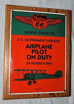 Vintage Ande Rooney Porcelain Sign Phillips 66 Aviation Airplane Pilot Boeing  • $20