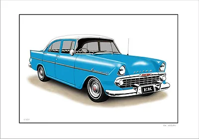  1962  Ek Holden Sedan    Limited Edition Car Drawing  Print  ( 9 Car Colours)  • $16.50