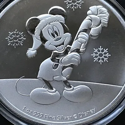 2020 Niue Disney Mickey Mouse Christmas 1 Oz Silver Coin In Capsule Santa Gift • $47.99