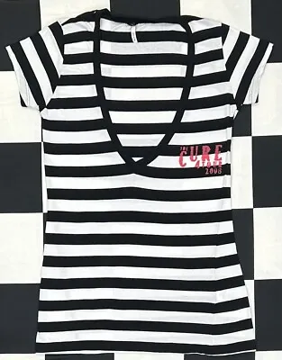 NWT Officially Licensed The Cure 4 Tour 2008 Women’s Deep V Striped Shirt (L) • $34.18