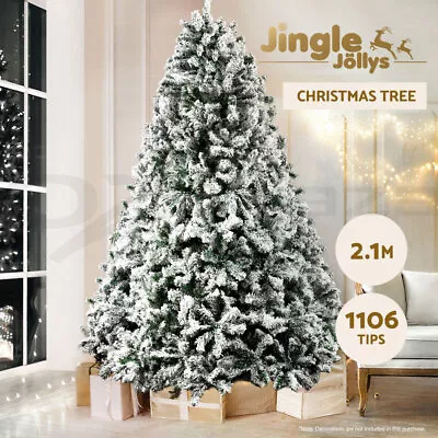 Jingle Jollys Christmas Tree 2.1M Xmas Trees Decorations Snowy 1106 Tips • $216.95