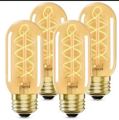 4 Pack Edison E26 LED Bulbs 60 Watt Equivalent T45 LED Bulb 6W Dimmable Amber • $9.95