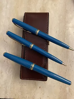 Montblanc Generation Set Of Three Turquoise Rollerball Pencil Ballpoint • $700