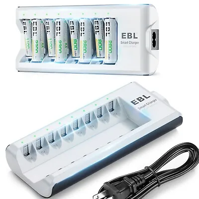 EBL 8 Slot Individual LED Battery Charger For AA AAA Rechargeable Batteries • $12.38