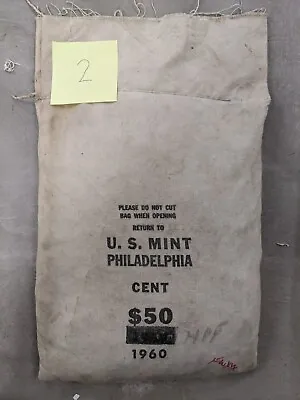 OPENED U.S. Mint Coin Bag $50 1960 Lincoln Memorial Cent Uncirculated Pennies #2 • $299.95