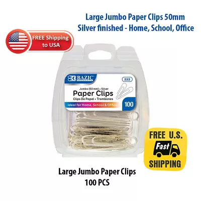 Large Jumbo Paper Clips 50mm 2 Inch Silver Smooth Finished - Home School Office • $7.25