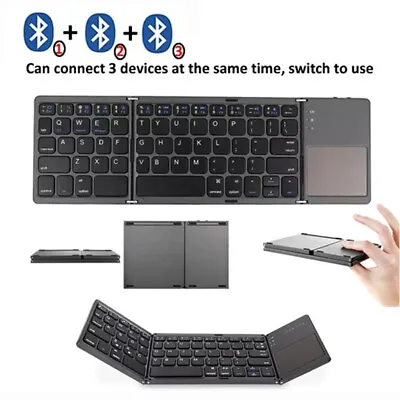 Mini Three Folding Wireless Bluetooth Keyboard For Tablet Phone Laptop Keyboard • $36.99