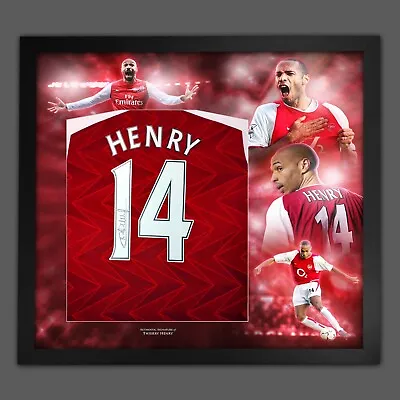 £329.99 • Buy Thierry Henry Signed Arsenal Football Shirt In A Frame Picture Mount Display