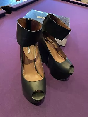 EPC Matiko Francesca Platform Shoe Mary Janes W/Ankle Strap Black Leather 8 • $120