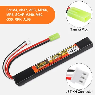 7.4V 1800mAh Airsoft Stick Battery 30C LiPo Battery With Mini Tamiya Connector • £14.24
