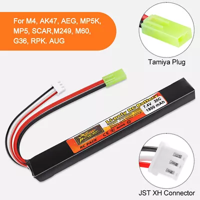 7.4V 1800mAh Airsoft Stick Battery 30C LiPo Battery With Mini Tamiya Connector • £13.99