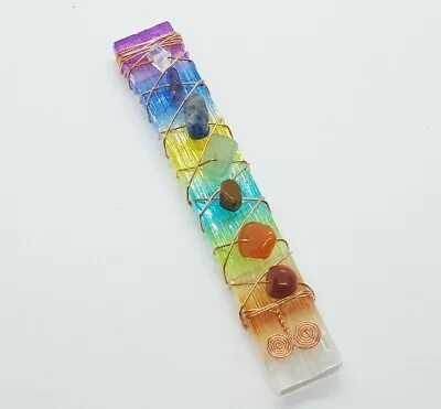 7 Chakra Crystal Wand Healing Stone Reiki Ritual Gemstone Quartz High Quality • £7.95