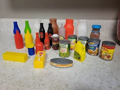 26 Vtg Pretend Play Food Labels Cans Green Giant Milk Juice Butter Olive Oil S&P • $14.99