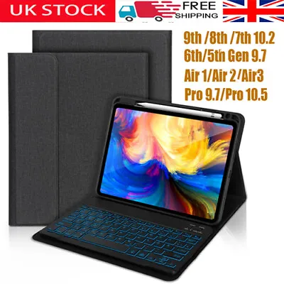 £16.90 • Buy Backlit Keyboard With Smart Case Cover For IPad 9th 8th 7th 6th 5th Gen/Air1 2 3