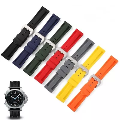 26 24mm For Officine Panerai Watch Submersible Silicone Rubber Strap Band • £5.58