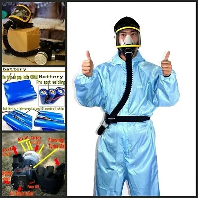 Battery Air Fed Mask Supplied Constant Flow Full Face Respirator System+ Filters • $404.80