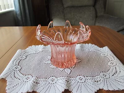 Stunning Vintage Art Deco Large Sowerby 2505 Pink Glass Lily Posy Vase (cf) • £10