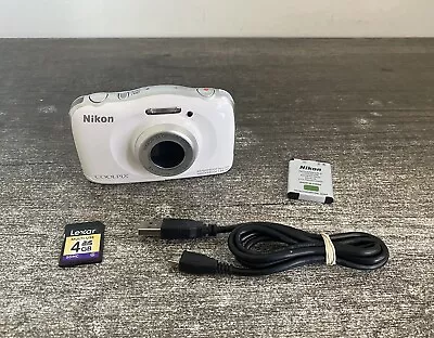 Nikon Coolpix S33 13.2MP LCD Digital Waterproof Camera W/ Charger & 4GB SD Card • $74.97