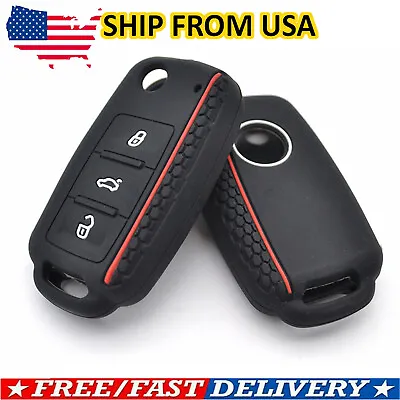 $7.73 • Buy Silicone Key Case Cover Fob Protect Skin Remote For VW Golf Jetta Tiguan Passat.