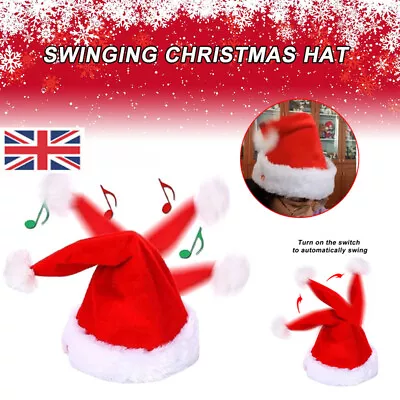 Christmas Xmas Novelty Santa Hat Cap For Musical Singing Moving Dancing Toy • £9.27