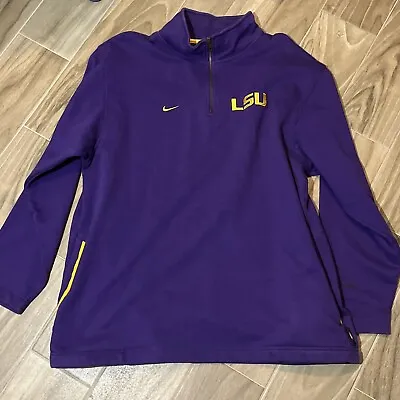 Nike LSU Tiger Jacket Mens Extra Large XL Purple Team Issue Quarter Zip Pullover • $29.74
