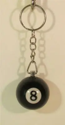 1.25 Inch Number 8 Eight Mini POOL BALL KEY CHAIN Ring Keychain NEW • $16.99