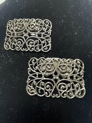 Vintage MUSI Shoe Clips Silver Filigree Shoe Clips Signed MUSI • $5