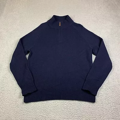 J Crew Sweater Mens Large 100% Italian Cashmere 1/4 Zip Blue • $18.88