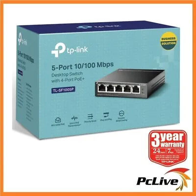$62.50 • Buy NEW TP-Link TL-SF1005P V4 5-Port 10/100Mbps Desktop Switch 4-Port PoE+ 802.3af