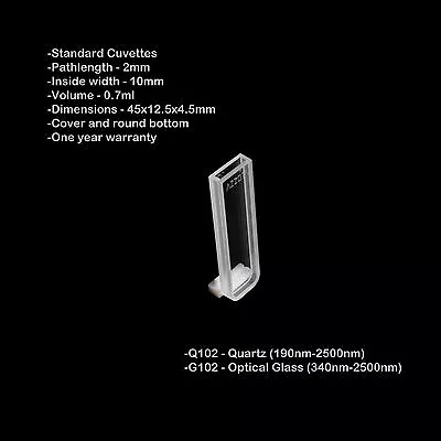 Azzota® 2mm Pathlength Cuvette 0.7ml Quartz • $75.89