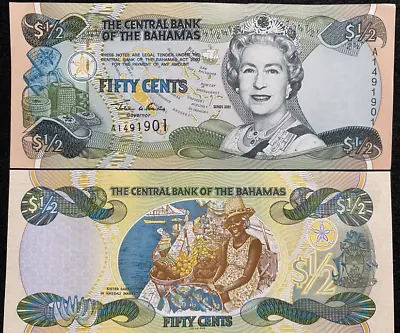 Bahamas 1/2 Dollar 2001 World Paper Money UNC Currency • $4.25