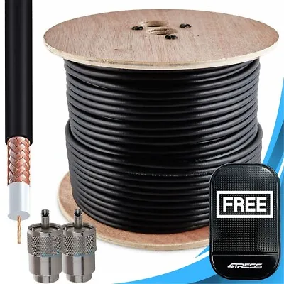 Black Mini 8 50m 50 Ohm Low Loss Coax CB Radio Coaxial Cable Roll 16-0052. Mat✅ • £43.69