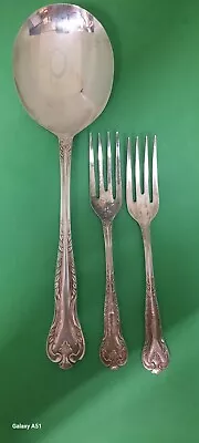 Vintage Duchess Ashleigh Large Spoon And 2 Cake Forks Sheffield  1940s  RARE • $35